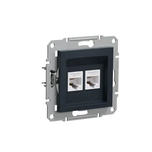 Розетка компьютерная RJ-45 двойная, антрацит, EPH4400171 Asfora Schneider