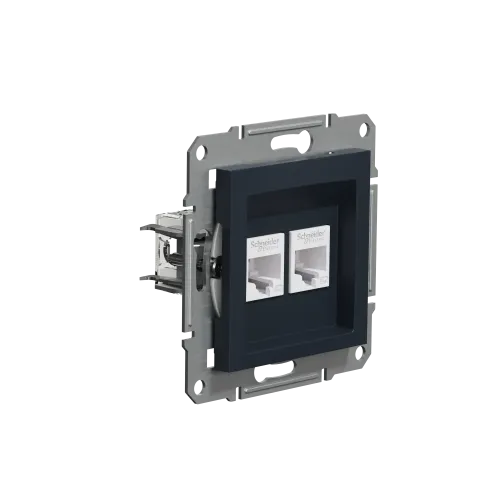Розетка компьютерная RJ-45 двойная, антрацит, EPH4400171 Asfora Schneider