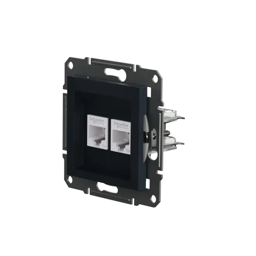 Розетка компьютерная RJ-45 двойная, антрацит, EPH4400171 Asfora Schneider