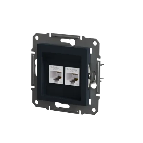 Розетка компьютерная RJ-45 двойная, антрацит, EPH4400171 Asfora Schneider