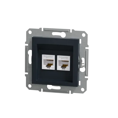 Розетка компьютерная RJ-45 двойная, антрацит, EPH4400171 Asfora Schneider
