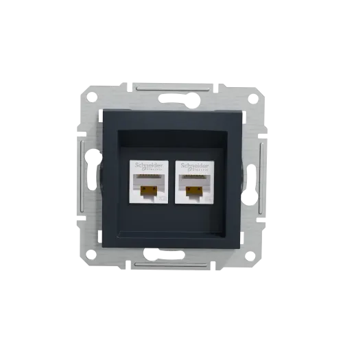 Розетка компьютерная RJ-45 двойная, антрацит, EPH4400171 Asfora Schneider