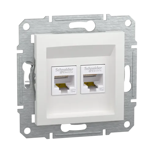 Розетка компьютерная RJ45 двойная, белый, Schneider Asfora