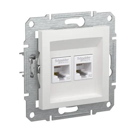 Розетка компьютерная RJ45 двойная, белый, Schneider Asfora