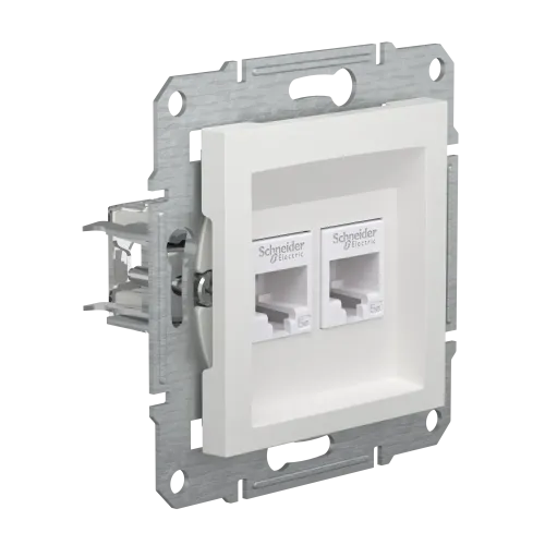 Розетка компьютерная RJ45 двойная, белый, Schneider Asfora