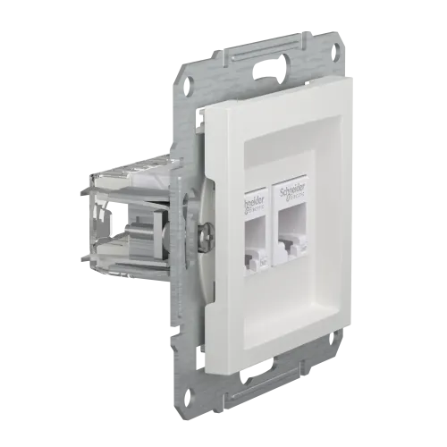 Розетка компьютерная RJ45 двойная, белый, Schneider Asfora