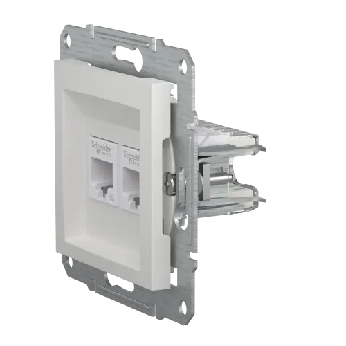 Розетка компьютерная RJ45 двойная, белый, Schneider Asfora
