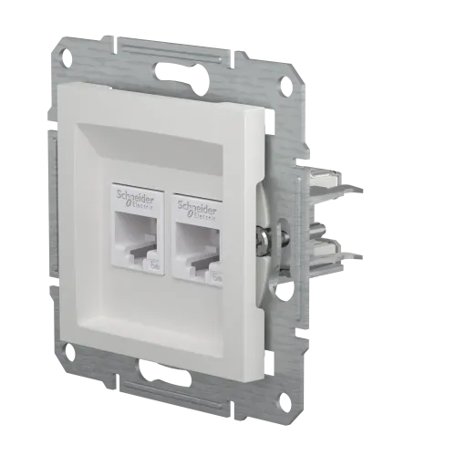 Розетка компьютерная RJ45 двойная, белый, Schneider Asfora