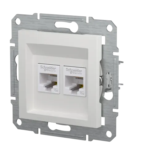 Розетка компьютерная RJ45 двойная, белый, Schneider Asfora