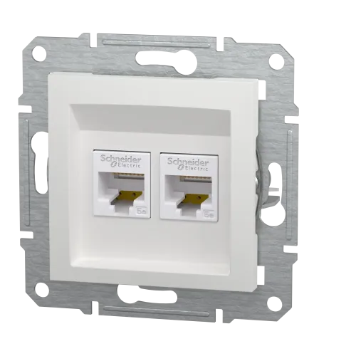 Розетка компьютерная RJ45 двойная, белый, Schneider Asfora