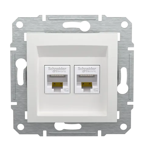 Розетка компьютерная RJ45 двойная, белый, Schneider Asfora