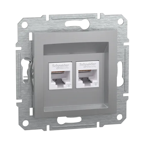 Розетка компьютерная RJ-45 кат. 6 двойная, алюминий, EPH4800161 Asfora Schneider