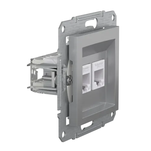 Розетка компьютерная RJ-45 кат. 6 двойная, алюминий, EPH4800161 Asfora Schneider