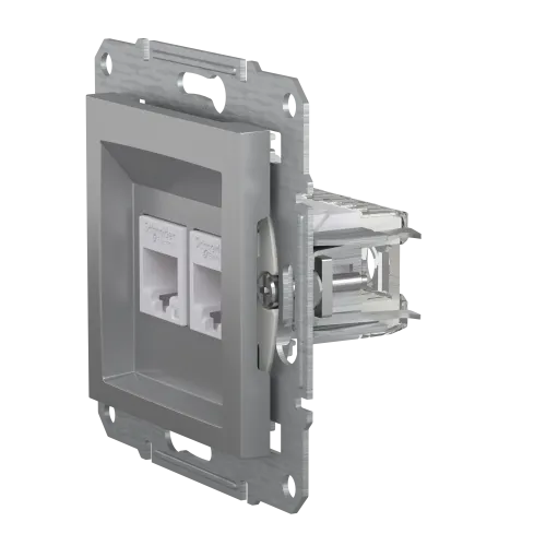 Розетка компьютерная RJ-45 кат. 6 двойная, алюминий, EPH4800161 Asfora Schneider