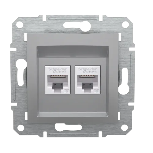 Розетка компьютерная RJ-45 кат. 6 двойная, алюминий, EPH4800161 Asfora Schneider