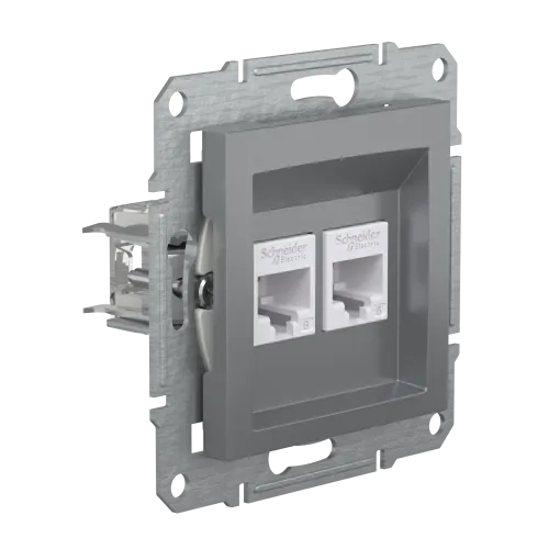 Розетка комп'ютерна RJ-45 кат. 6 подвійна, сталь, EPH4800162 Asfora Schneider