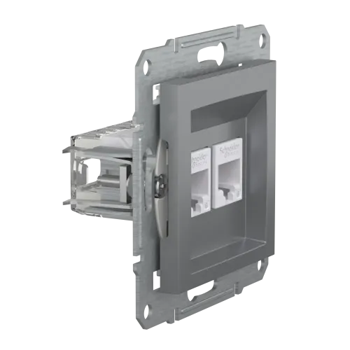 Розетка комп'ютерна RJ-45 кат. 6 подвійна, сталь, EPH4800162 Asfora Schneider