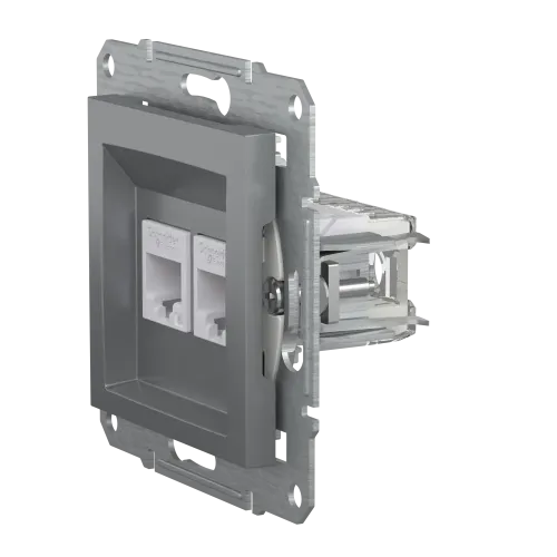 Розетка комп'ютерна RJ-45 кат. 6 подвійна, сталь, EPH4800162 Asfora Schneider