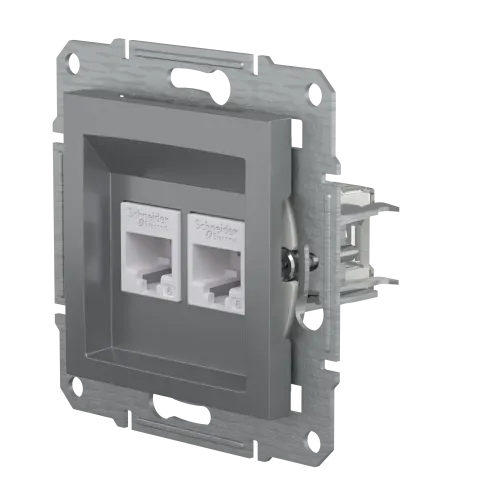 Розетка комп'ютерна RJ-45 кат. 6 подвійна, сталь, EPH4800162 Asfora Schneider