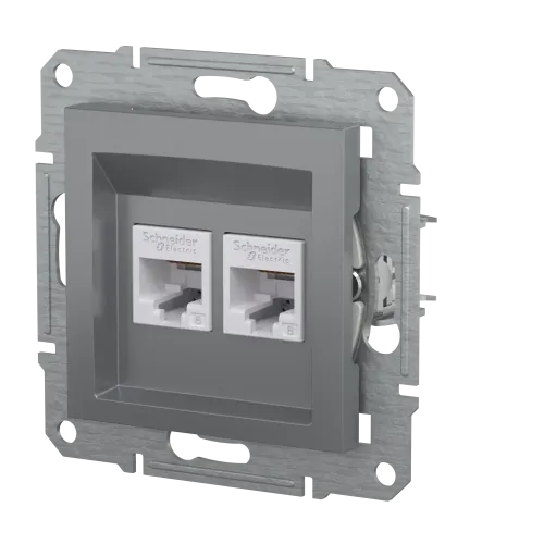 Розетка комп'ютерна RJ-45 кат. 6 подвійна, сталь, EPH4800162 Asfora Schneider