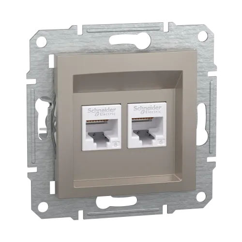 Розетка компьютерная RJ-45 кат. 6 двойная, бронза, EPH4800169 Asfora Schneider