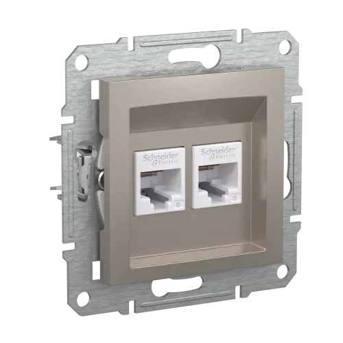 Розетка компьютерная RJ-45 кат. 6 двойная, бронза, EPH4800169 Asfora Schneider