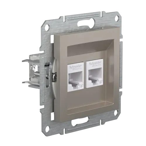 Розетка компьютерная RJ-45 кат. 6 двойная, бронза, EPH4800169 Asfora Schneider