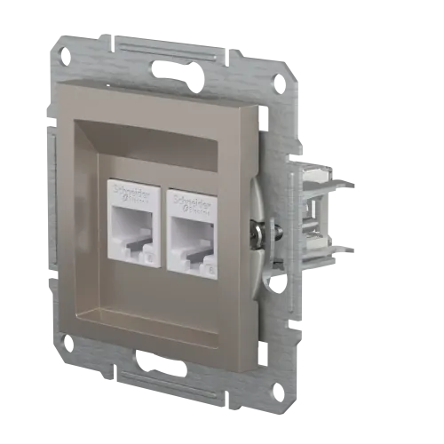 Розетка компьютерная RJ-45 кат. 6 двойная, бронза, EPH4800169 Asfora Schneider