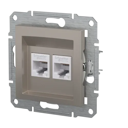 Розетка компьютерная RJ-45 кат. 6 двойная, бронза, EPH4800169 Asfora Schneider