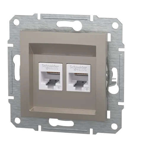 Розетка компьютерная RJ-45 кат. 6 двойная, бронза, EPH4800169 Asfora Schneider
