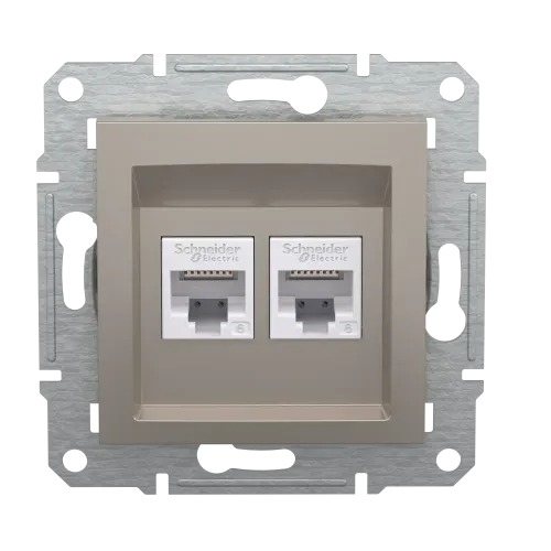 Розетка компьютерная RJ-45 кат. 6 двойная, бронза, EPH4800169 Asfora Schneider