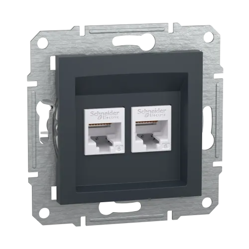 Розетка комп'ютерна RJ-45 кат. 6 подвійна, антрацит, EPH4800171 Asfora Schneider