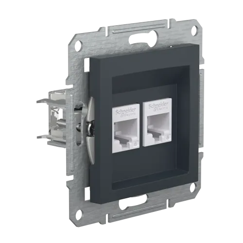 Розетка комп'ютерна RJ-45 кат. 6 подвійна, антрацит, EPH4800171 Asfora Schneider