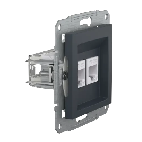 Розетка комп'ютерна RJ-45 кат. 6 подвійна, антрацит, EPH4800171 Asfora Schneider
