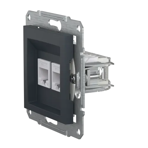 Розетка комп'ютерна RJ-45 кат. 6 подвійна, антрацит, EPH4800171 Asfora Schneider