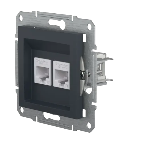 Розетка комп'ютерна RJ-45 кат. 6 подвійна, антрацит, EPH4800171 Asfora Schneider