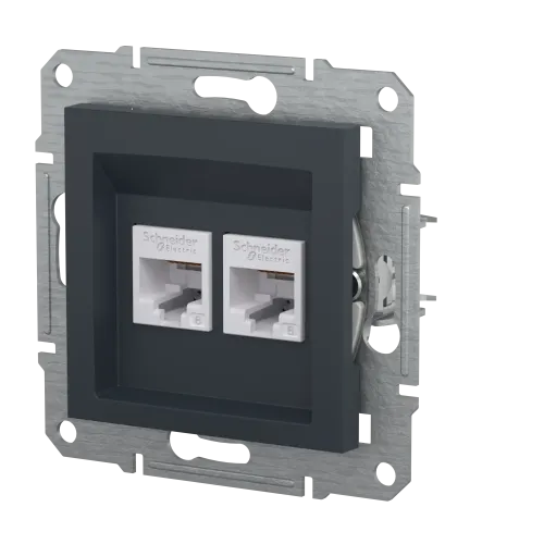 Розетка комп'ютерна RJ-45 кат. 6 подвійна, антрацит, EPH4800171 Asfora Schneider