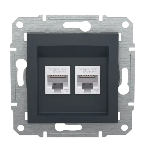 Розетка комп'ютерна RJ-45 кат. 6 подвійна, антрацит, EPH4800171 Asfora Schneider