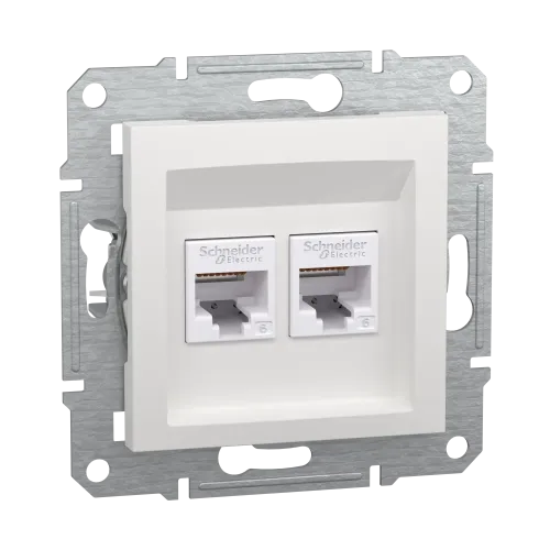 Розетка компьютерная RJ45 кат.6 двойная, белый, Schneider Asfora