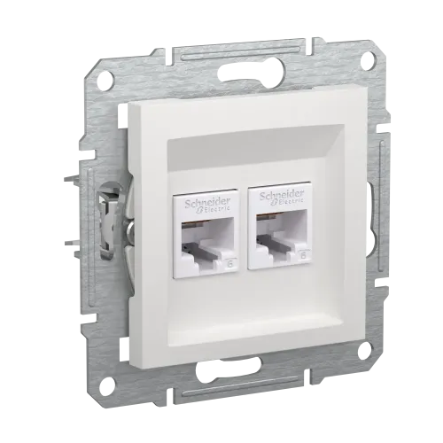 Розетка компьютерная RJ45 кат.6 двойная, белый, Schneider Asfora