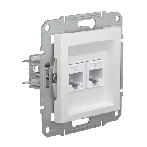 Розетка компьютерная RJ45 кат.6 двойная, белый, Schneider Asfora