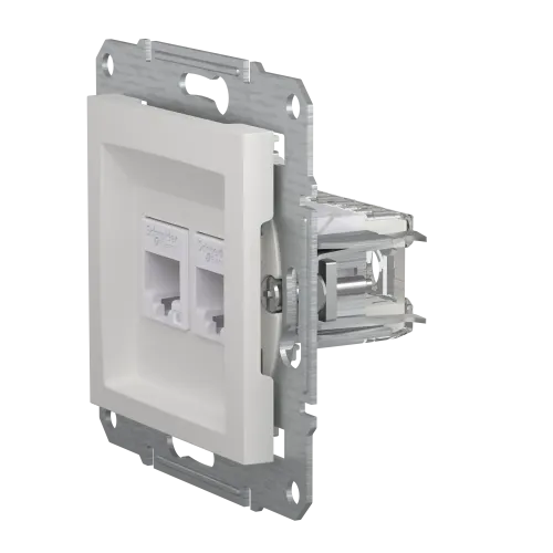 Розетка компьютерная RJ45 кат.6 двойная, белый, Schneider Asfora