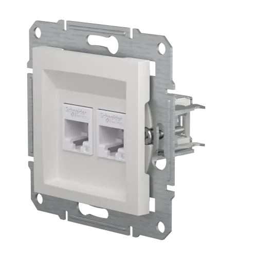 Розетка компьютерная RJ45 кат.6 двойная, белый, Schneider Asfora