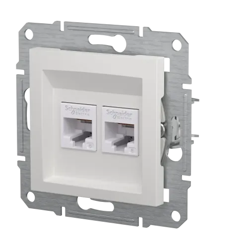 Розетка компьютерная RJ45 кат.6 двойная, белый, Schneider Asfora