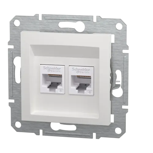 Розетка компьютерная RJ45 кат.6 двойная, белый, Schneider Asfora