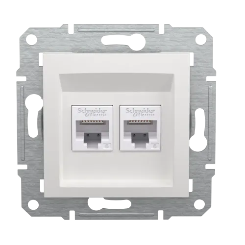 Розетка компьютерная RJ45 кат.6 двойная, белый, Schneider Asfora