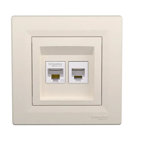 Розетка компьютерная + телефонная, кремовый, EPH4900123 Schneider Asfora