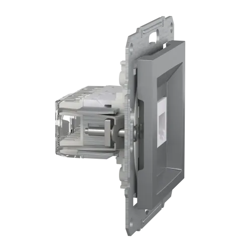 Розетка комп'ютерна+телефонна, сталь, EPH4900162 Asfora Schneider