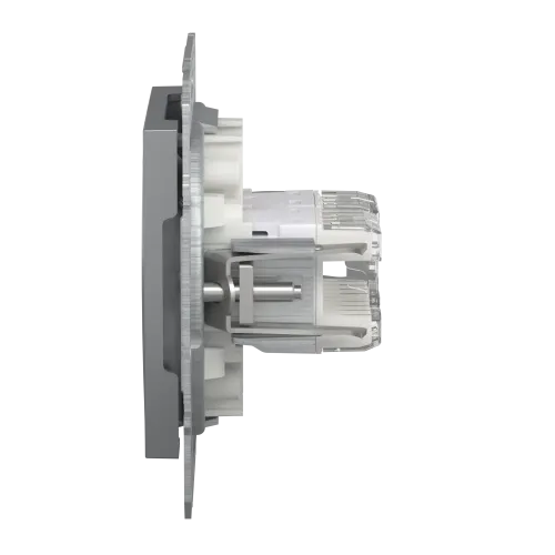 Розетка комп'ютерна+телефонна, сталь, EPH4900162 Asfora Schneider