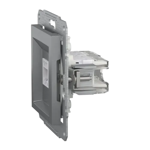 Розетка комп'ютерна+телефонна, сталь, EPH4900162 Asfora Schneider